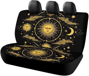 Car Seat Covers for Back Seats, Universal Auto Rear Bench Cover Sun Crescent Moon Stars Astrology Tarot Cards Backseat Protector Car Accessories Decor - Aquarius Car Seat Cover for men