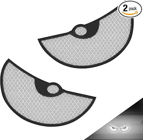 2 PCS Car Reflective Stickers, Semicircular Devil Eyes Decals, 4.13" x 2.95" Waterproof Night Safety Driving Caution Sign, Universal for Car Trunk Bumper Window Rear Tailgate (White) - Scorpio Sticker for men