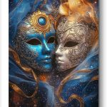 Zodiac Sign of Gemini with Masks Wall Art Canvas Print Decor for Bedroom Office Bathroom Living Room (Framed, 12x16 inch) 83 - Gemini Canvas for men