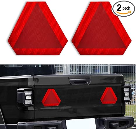 2PCS Slow Moving Vehicle Sign, Car Stickers, 7" x 8" Diamond Grade Reflective Slow Moving Vehicle Triangle Sticker, Car Exterior Accessories Safety Triangle Signs Decal for Golf Cart UTV - Aries Sticker for men