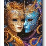 Zodiac Sign of Gemini with Masks Wall Art Canvas Print Decor for Bedroom Office Bathroom Living Room (Framed, 12x16 inch) 170 - Gemini Canvas for men