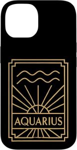 Aquarius Art Deco Zodiac Graphic Case for iPhone 14 - Aquarius Phone Case for men