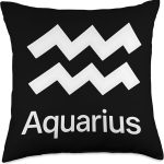 Aquarius Zodiac Minimal Graphic Throw Pillow - Aquarius Pillow for men