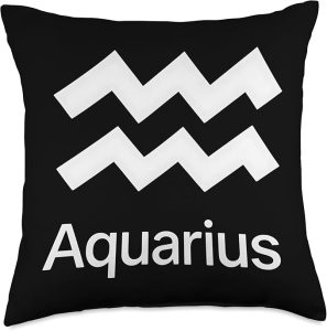 Aquarius Zodiac Minimal Graphic Throw Pillow - Aquarius Pillow for men