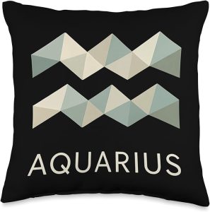 Aquarius Geometric Zodiac Art Throw Pillow - Aquarius Pillow for men