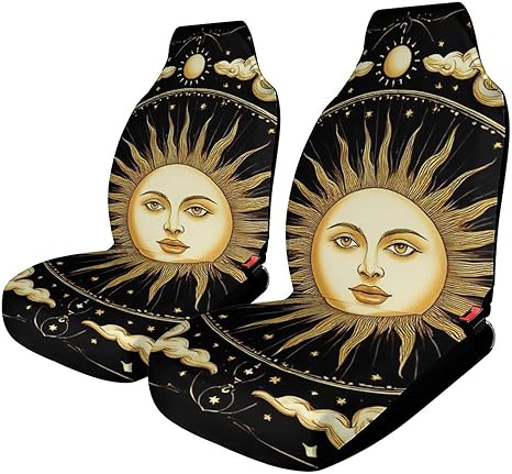 Sun Crescent Moon Stars Astrology Tarot Cards Bucket Seat Cover Novelty Universal Car Seat Covers Fit Most Bucket Seats, Suvs, Edans, Vehicles - Aquarius Car Seat Cover for men