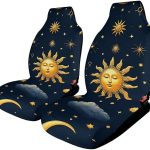 Full Set of 2 Piece Car Seat Cover Vehicle Seats Protector Only Driver Seat Covers (Sun Moon Boho Astrology) - Aquarius Car Seat Cover for men