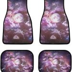 Colorful Zodiac Signs and The Moon 4-Piece Black All-Season Floor Mats, Universal Trim-to-Fit Custom Auto Mats,Anti-Slip Design - Virgo Car Floor Mat for men