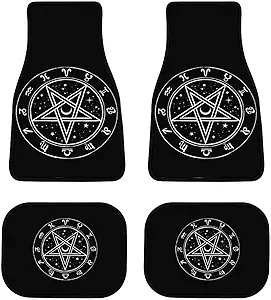 Zodiac Horoskope Sign 4-Piece Black All-Season Floor Mats, Universal Trim-to-Fit Custom Auto Mats,Anti-Slip Design - Virgo Car Floor Mat for men