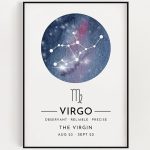 Virgo Star Sign Wall Art Print Zodiac Instant Constellation Birthday Gift - Virgo Poster for men