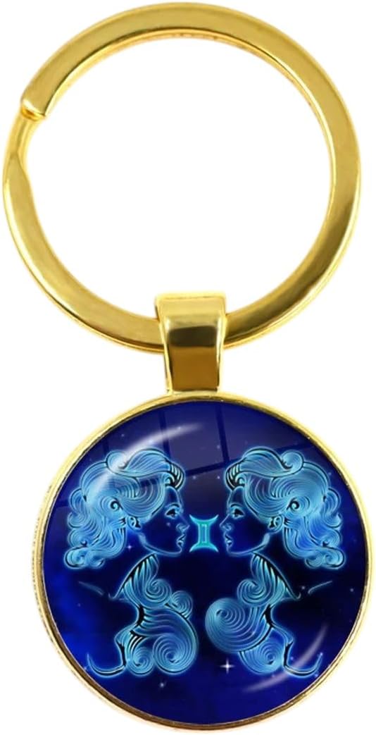 12 Zodiac Signs Glass Constellations Keychain Fashion Jewelry Virgo Cancer Cancer Aries Gemini Birthday Gift Key Rings - Aries Keychain for men