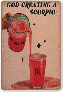 Retro Metal Tin Sign 6 X 8 Inches Scorpio Zodiac Tin Sign Astrology Poster Wall Decor Wall Decor Home Yard Sign Plaque Metal Decor for Bar Man Cave Home Wall Art Decorative Sign - Scorpio Canvas for men