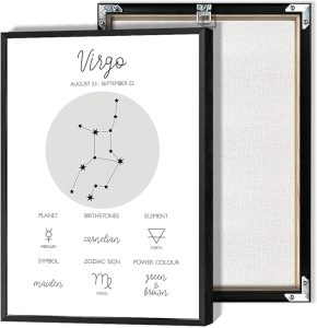 Virgo Canvas Posters Horoscope Astrology Aesthetic Wall Art Minimalist Zodiac Sign And Planet Aesthetic Prints Painting For Living Room Bedroom Office Wall Decor 12x16in Unframed - Virgo Poster for men