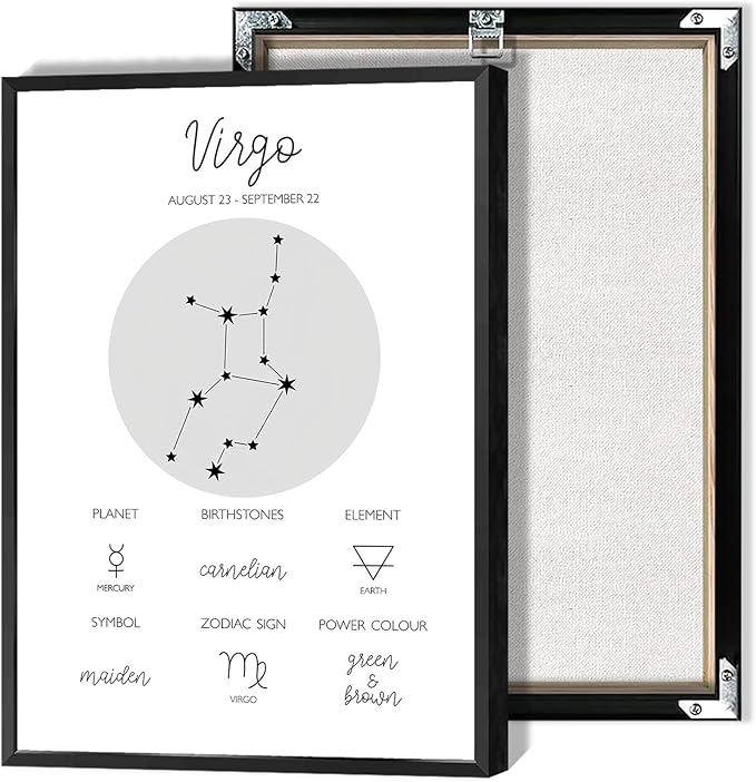 Virgo Canvas Posters Horoscope Astrology Aesthetic Wall Art Minimalist Zodiac Sign And Planet Aesthetic Prints Painting For Living Room Bedroom Office Wall Decor 12x16in Unframed - Virgo Poster for men