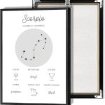 Scorpio Zodiac Poster Black And White Horoscope Canvas Wall Art Minimalist Zodiac Sign Astrology Aesthetic Prints Painting For Living Room Bedroom Office Wall Decor 12x16in Unframed - Scorpio Canvas for men