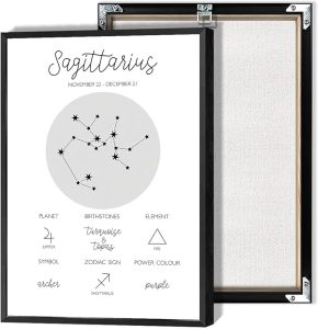 Sagittarius Zodiac Wall Art Print Horoscope Astrology Canvas Poster Minimalist Trendy Constellation Element Aesthetic Painting For Living Room Bedroom Office Wall Decor 12x16in Unframed - Sagittarius Home Decor for men