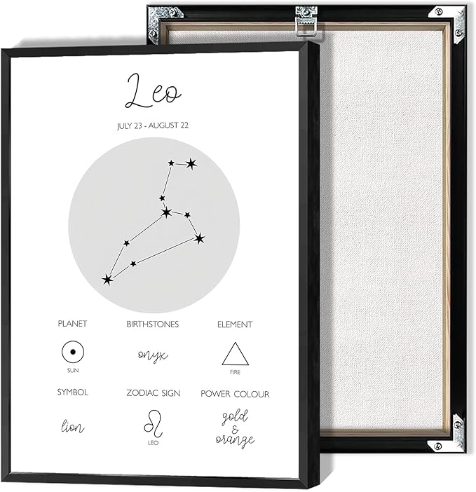 Leo Zodiac Canvas Wall Art Fire Signs Horoscope Poster Constellation Astronomy And Astrology Aesthetic Print Painting For Living Room Bedroom Office Wall Decor 12x16in Unframed - Leo Canvas for men