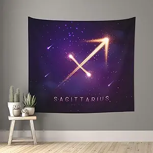 Wansin Zodiac Tapestry Aesthetic Wall Tapestrie Zodiac Signs Decoration Tapastry's Wall Hanging for Living Room Dorm Sagittarius 60 * 51in(152 * 130cm) - Sagittarius Home Decor for men