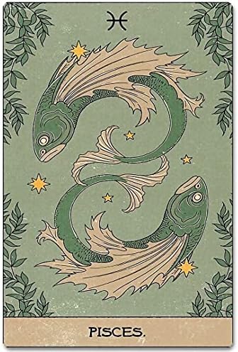 Mjfhkajlag Tin Sign Pisces Constellation Retro Aluminum Metal Poster Wall Decor Bar Cafe House Home Furnishing Store Decoration Plaque Mural 8x12 Inch - Pisces Home Decor for men