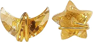 Citrine Stud Earrings, Moon and Star Citrine Jewelry, 925 Sterling Silver Celestial Earrings, Minimalist Gift for Her, Aries Leo Libra Zodiac Sign Earrings - Aries Earrings for men