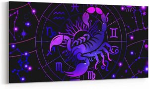 Feelyou Scorpio Canvas Wall Art for Living Room Bedroom 19"x38" Constellations Large Artwork for Kids Boys Girls 12 Horoscope Astrology Wall Paintings Bohemian Exotic Style Pictures Home Decor - Scorpio Canvas for men