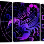 Feelyou Scorpio Canvas Wall Art for Living Room Bedroom 12"x16"x 3Pcs Constellations Picture Wall Decor for Home Decor Bathroom Kids Boys Girls Bohemian Exotic Style 12 Horoscope Astrology Painting - Scorpio Canvas for men