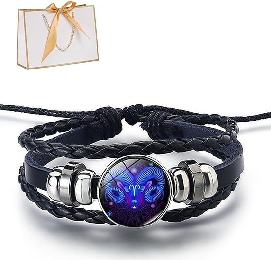 Zodiac Signs Spirit Bracelet, Spiriletta Pulseras Amuleto Espiritual, Spiritual Bracelets, Zodiac Jewelry for Constellation Lover, Birthday Jewelry Gifts for Women/Men - Aries Bracelet for men