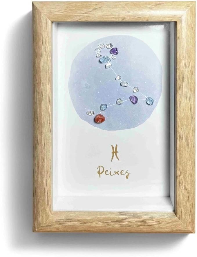 Pisces Crystals Gift, Zodiac Sign Decor Gifts, Natural Crystal Zodiac Painting for Wall Art, Home Decor, Christmas Holiday Gift, Birthday Gift for Women, Friend, Bed Room, Living Room - Pisces for men