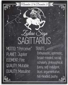 Zodiac Sign Sagittarius Metal Tin Sign - 8x12 Inch Wall Decor for Home, Garage, Bar, Man Cave, or Office - Sagittarius Home Decor for men