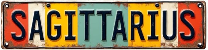 Sagittarius Tin Sign - 16x4 Inches Zodiac Decor for Wall, Suitable for Bedroom, Living Room, Office | unique wall decor, vintage decor for home, funny room decor - Sagittarius Home Decor for men