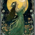 Vintage Art Nouveau Woman with Moon Metal Sign Print Aesthetic Room Decoration for Home Bedroom Kitchen Bar Dorm Bathroom Wall Decor 8 X 12 Inch - Pisces Home Decor for men