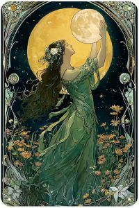Vintage Art Nouveau Woman with Moon Metal Sign Print Aesthetic Room Decoration for Home Bedroom Kitchen Bar Dorm Bathroom Wall Decor 8 X 12 Inch - Pisces Home Decor for men