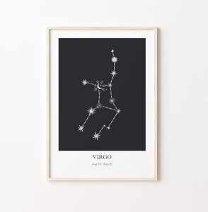 lalelaa Virgo Zodiac Print Constellation Star Sign Modern Geometric Poster Astrology Instant - Virgo Poster for men