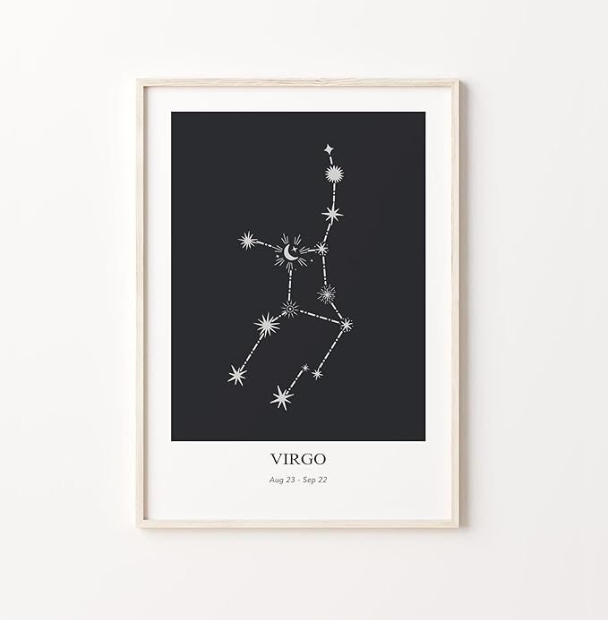 lalelaa Virgo Zodiac Print Constellation Star Sign Modern Geometric Poster Astrology Instant - Virgo Poster for men