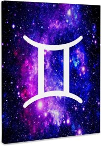 3dRose, Gemini star sign on purple space background zodiac horoscope symbol, Museum Grade Canvas Wrap 16x20 - Gemini Canvas for men
