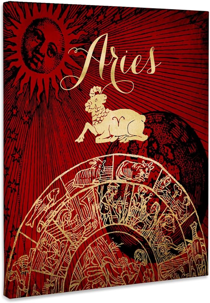 3dRose, Aries Symbol Astrology Wheel Zodiac Sign Horoscope, Museum Grade Canvas Wrap 16x20 - Aries Canvas for men