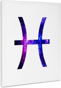 3dRose, Pisces glyph horoscope symbol - purple zodiac astrological star sign, Museum Grade Canvas Wrap 16x20 - Pisces Canvas for men