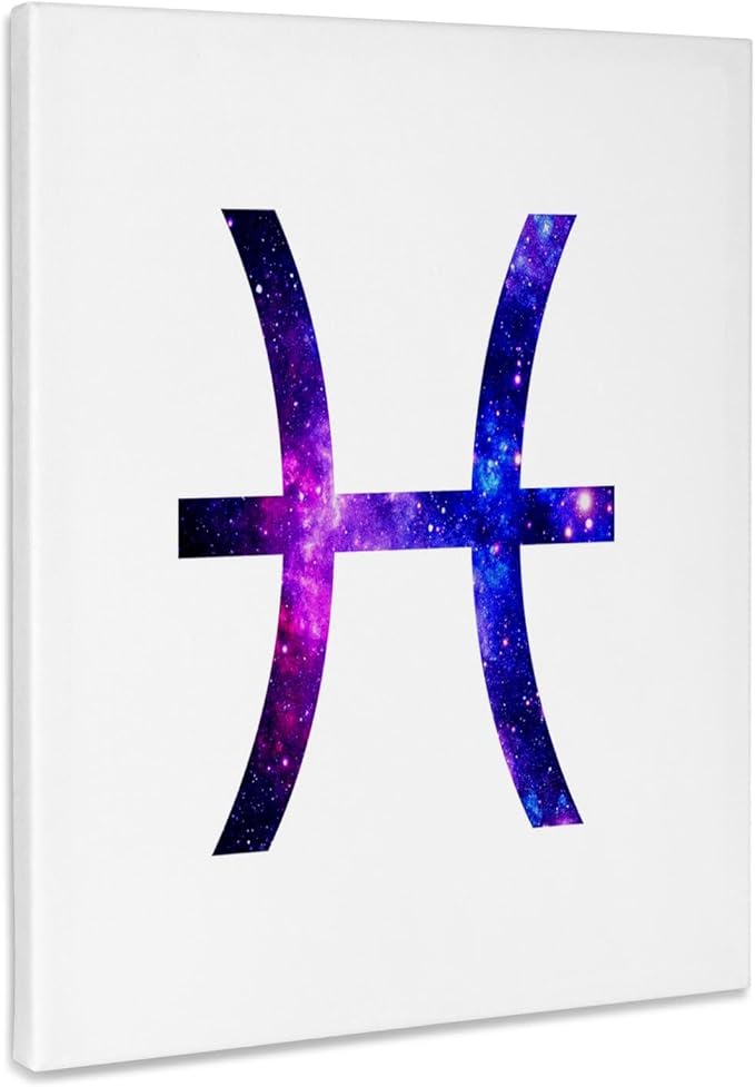 3dRose, Pisces glyph horoscope symbol - purple zodiac astrological star sign, Museum Grade Canvas Wrap 16x20 - Pisces Canvas for men