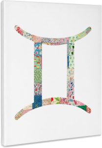 3dRose, Gemini symbol colorful girly design - pastel horoscope zodiac sign, Museum Grade Canvas Wrap 16x20 - Gemini Canvas for men