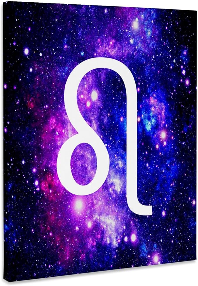 3dRose, Leo star sign on purple space background lion zodiac horoscope symbol, Museum Grade Canvas Wrap 16x20 - Leo Canvas for men