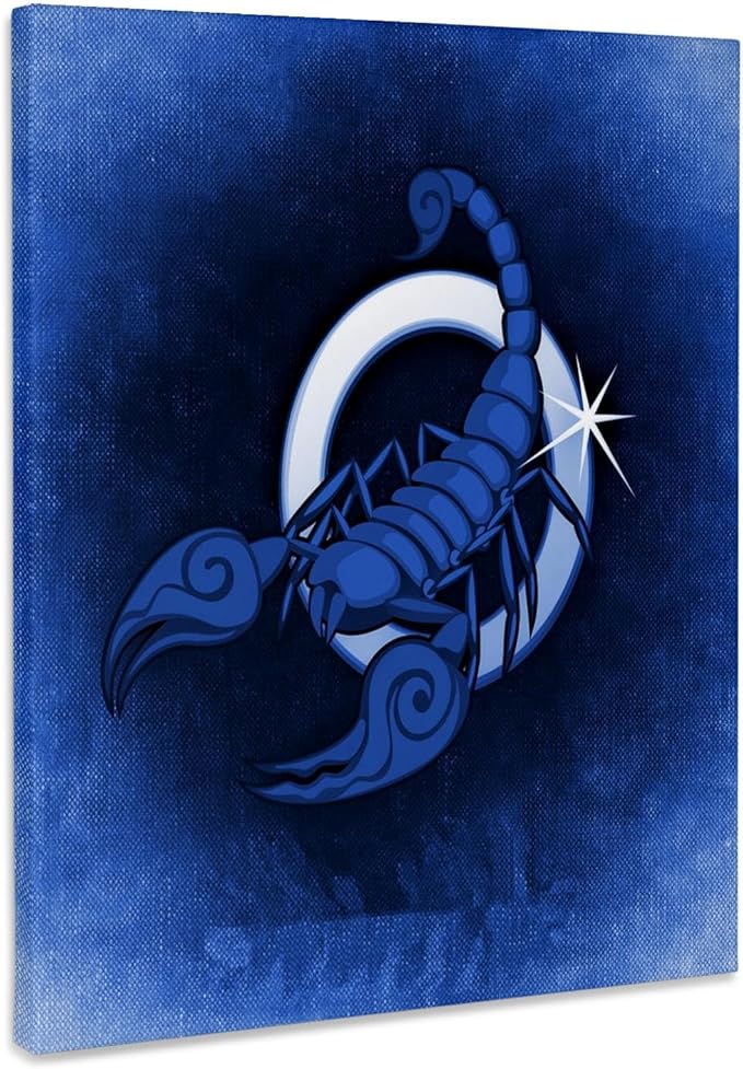 3dRose, Image of Blue Scorpio Sign For October And November, Museum Grade Canvas Wrap 16x20 - Scorpio Canvas for men