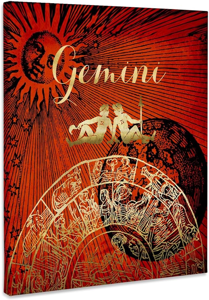 3dRose, Gemini Symbol Astrology Wheel Zodiac Sign Horoscope, Museum Grade Canvas Wrap 16x20 - Gemini Canvas for men
