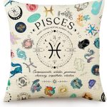 Pisces Zodiac Pillow Cover 18x18, Mystical Astrology Throw Pillow Case for Women, Birthday Gifts for Pisces Women & Girls, Fish Constellation Home Decor - Pisces for men
