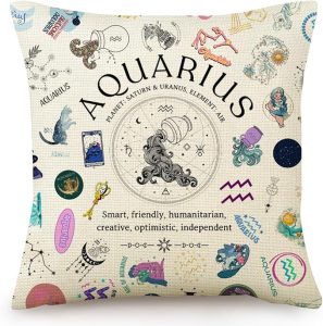 Aquarius Pillow Cover 18x18, Zodiac Constellation Throw Pillow Covers for Women, Unique Astrology Gifts, Birthday Gift for Aquarius Women & Astrology Lovers - Aquarius Pillow for men
