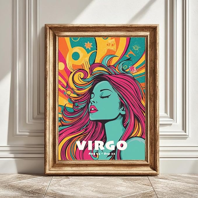Bivetuk Virgo Astrology Print Funky Zodiac Wall Art Home Decor Horoscope Gift For Him Her Instant - Virgo Poster for men