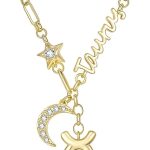 14K Gold/Rose Gold Zodiac Necklace for Women - Horoscope Constellation Pendant with Moon and Star, Luxury Birthday Gifts Jewelry for Her (12 Zodiac Signs) - Taurus for men