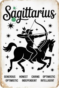 Sagittarius Zodiac tin sign, Vintage Horoscope Metal Sign print Aesthetic Room Decoration for Home Bedroom Kitchen Bar Coffee Bathroom Indoor Outdoor Wall Decor, 8 X 12 IN - Sagittarius Home Decor for men