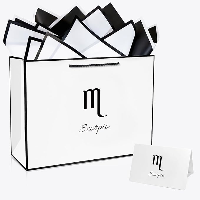 Kecorax Scorpio Birthday Gift Bags with Zodiac Signs, 13.4" Large Gift Bags with Tissue Papers and Greeting Card for Birthday, Weddings and Constellation Theme Party - Scorpio Products for men