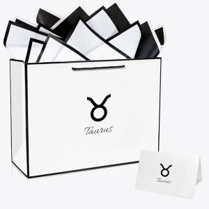Kecorax Taurus Birthday Gift Bags with Zodiac Signs, 13.4" Large Gift Bags with Tissue Papers and Greeting Card for Birthday, Weddings and Constellation Theme Party - Taurus for men