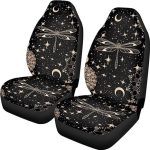 Dragonfly Print Cloth Car Seat Covers Front Seats Only Star Moon Print Car Front Seat Covers 2 Pack Universal Decorative Auto Interior Accessories for Truck Sedan SUV - Aquarius Car Seat Cover for men